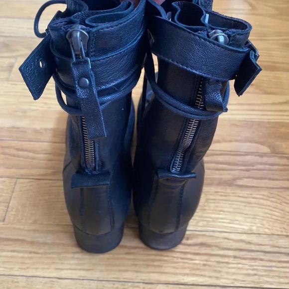Elisa Nero sz EU 36 US black lace up with zip leather boots in great pre owned - Picture 5 of 10